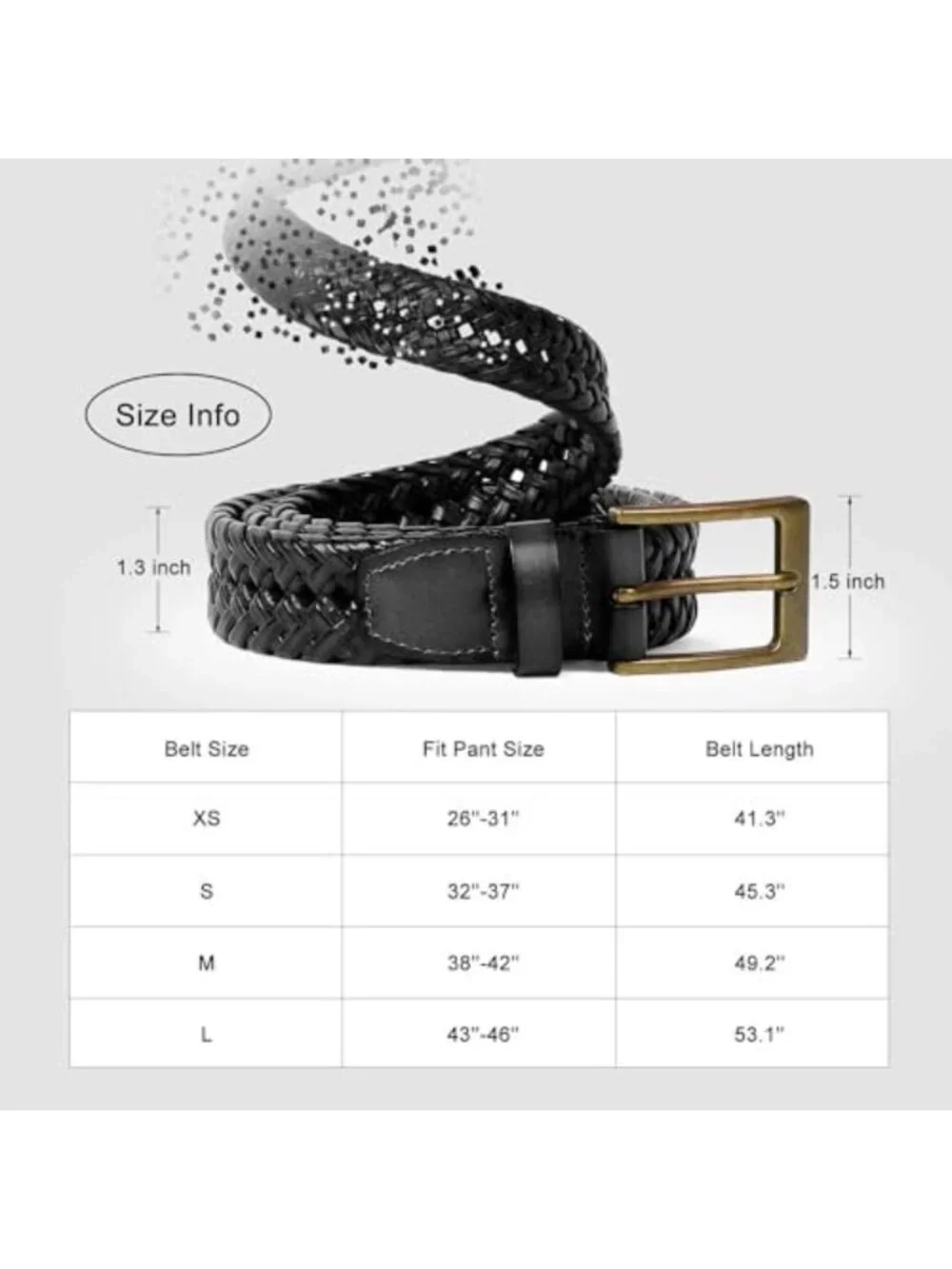 Men's Braided Leather Belt - Casual Woven Belt for Jeans with Single Prong